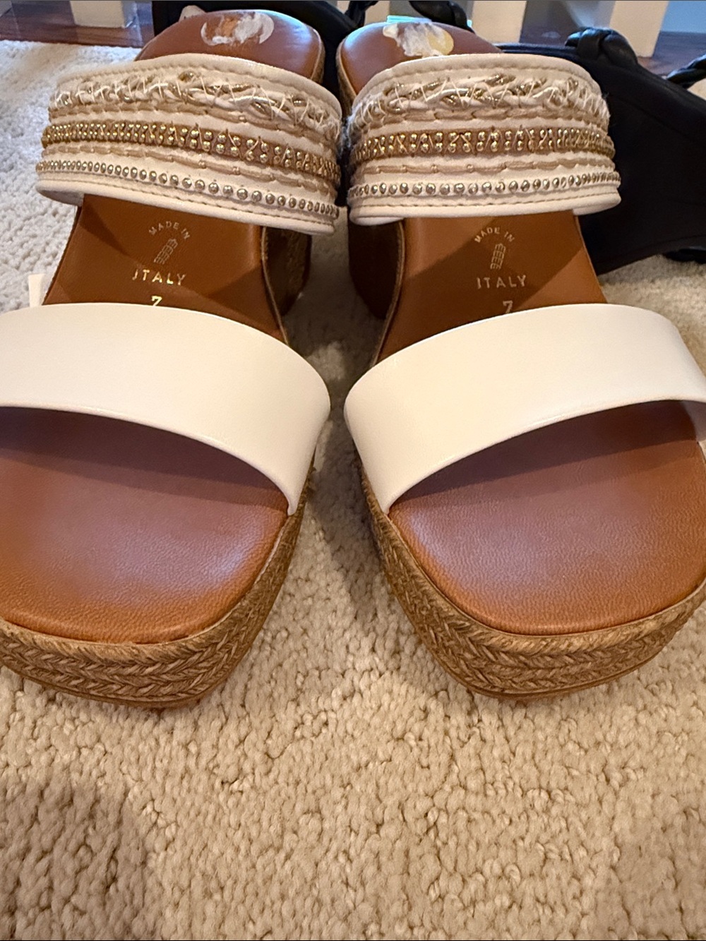 Toscano Ella Women’s White Espadrille Platform Slide Sandals